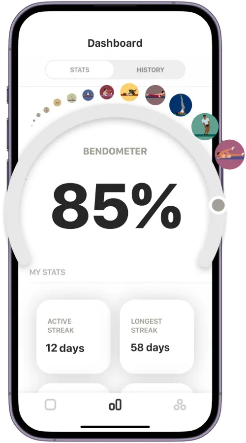 Bendometer dashboard with streaks