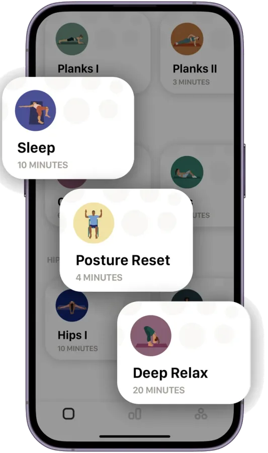 Routine library: Sleep, Posture Reset, Deep Relax
