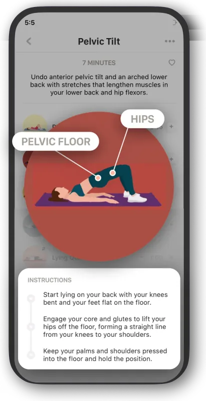 Pelvic Tilt routine with targeted areas